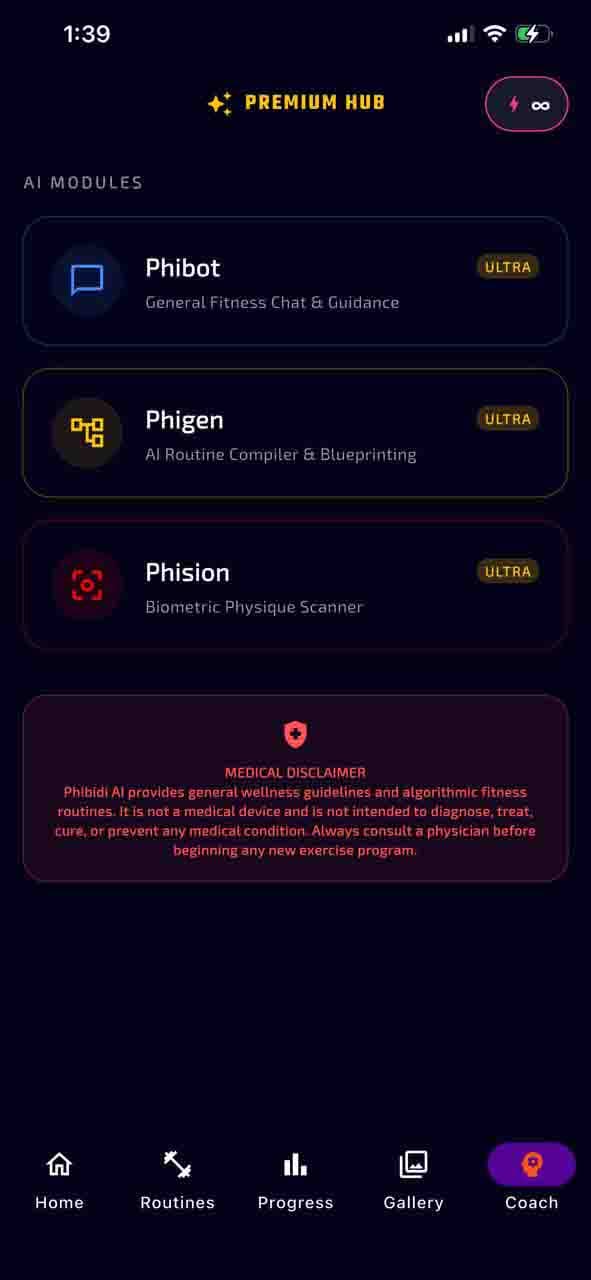 Phibidi premium hub with AI module access including chat and planning tools